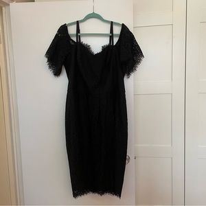 City Chic Black Lace Amour Dress - SHORT SLEEVE
